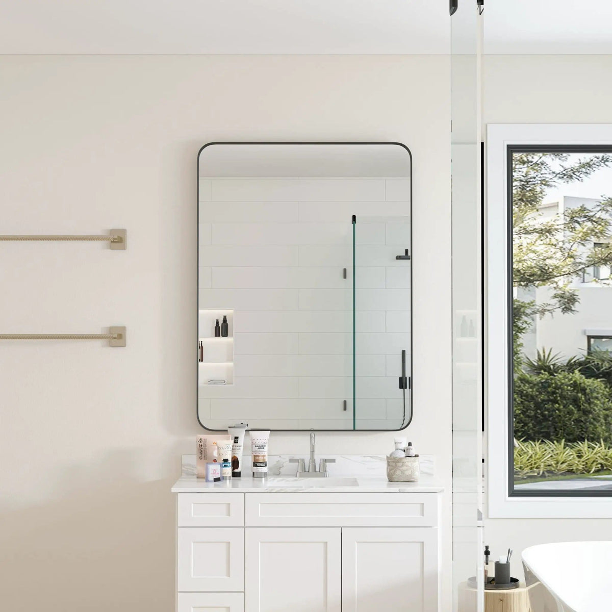 Wall Mirror Rectangular Mirror Metal Framed Mirror Vanity Mirror Dressing Mirror | 2 Pieces | Metal | Bedroom