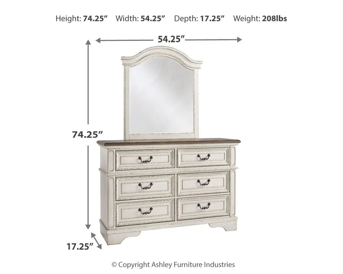 Realyn Dresser | Traditional Cottage Style | Antiqued Two-Tone Finish | Chipped White