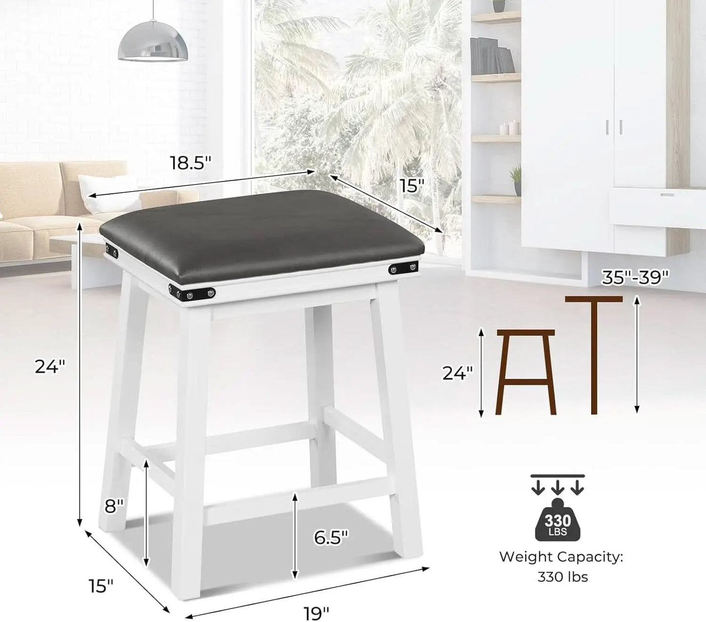 24 Inch Counter Height Bar Stools Set of Two from PriceLows™