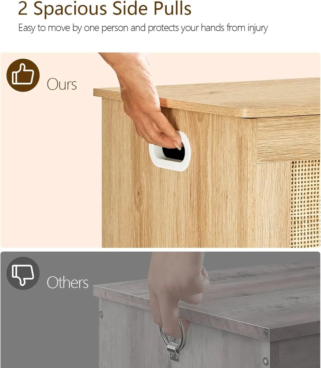 Natural 39.4 Inch StorageChest With Hinges Durable from PriceLows™