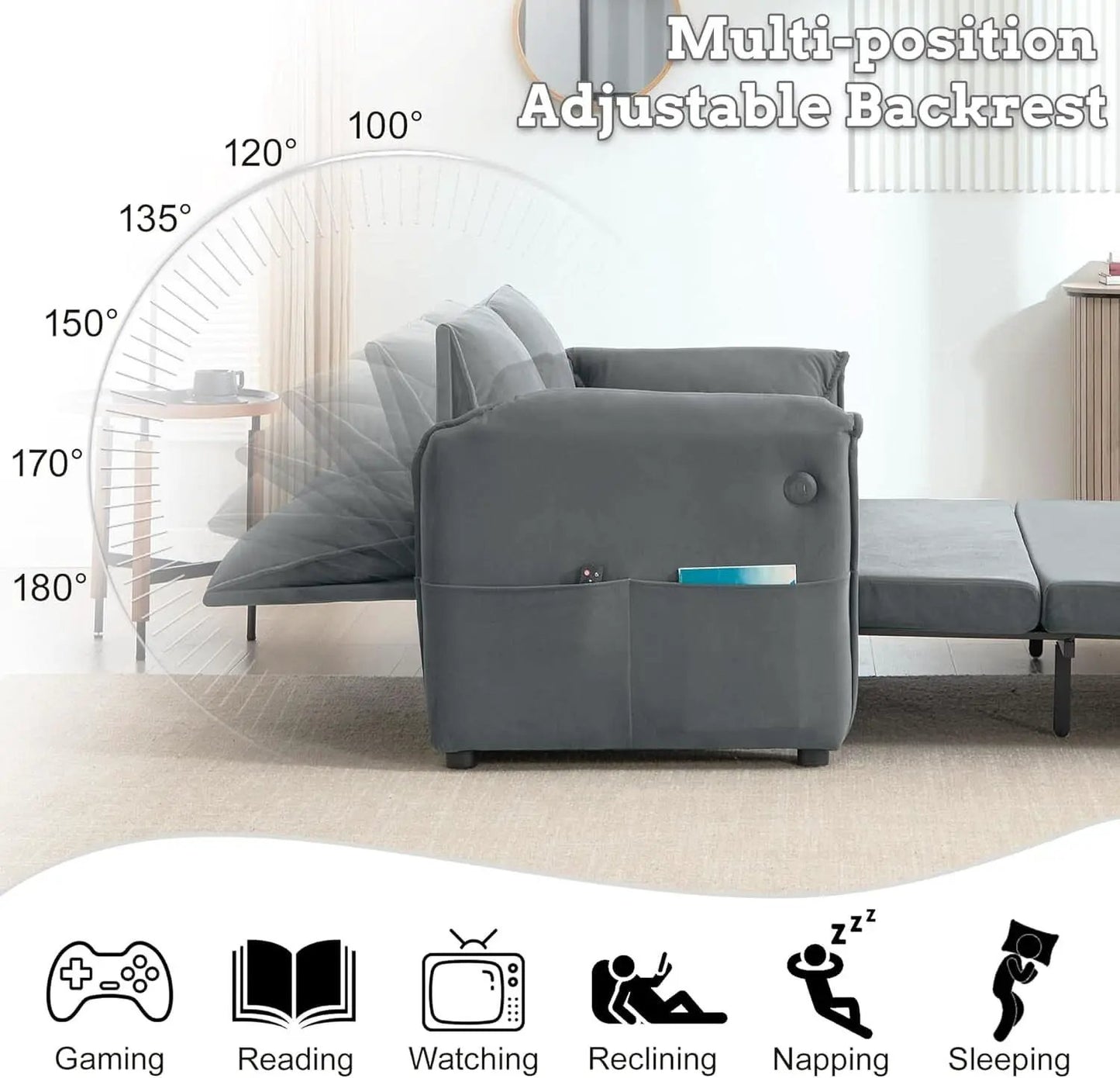 Sixty ThreeInch Pullout Velvet SofaBed Premium Edition from PriceLows™
