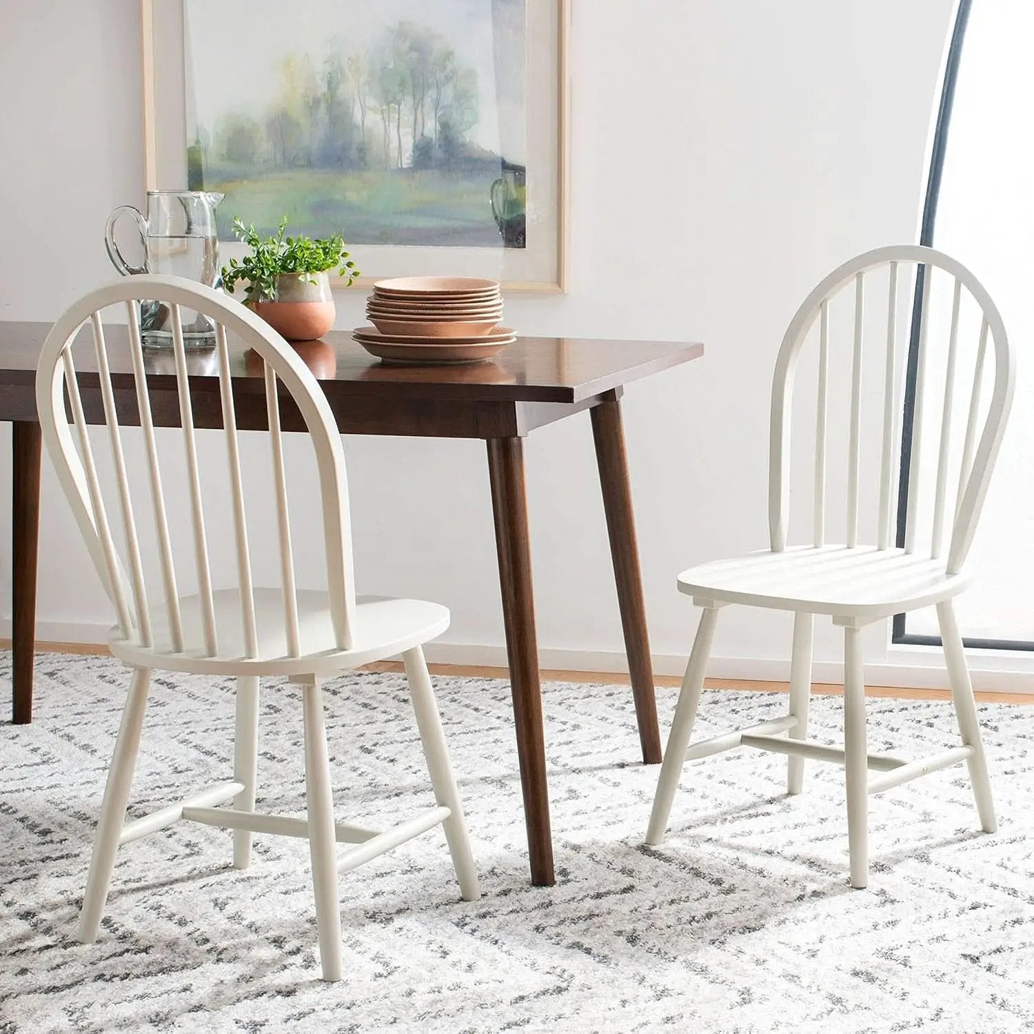 Camden 18 Inch Farmhouse Black Spindle Back Dining Chairs Pair from PriceLows™