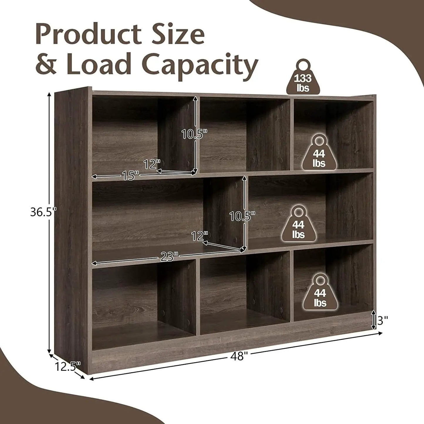 Grey 8 Cube Modular Bookcase For Living Rooms With Display from PriceLows™