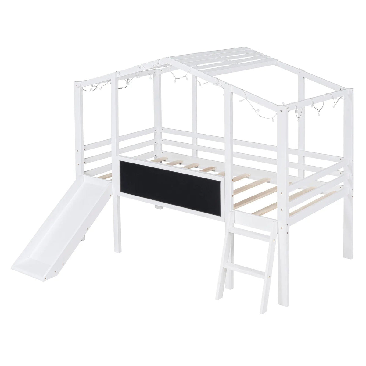 Loft House Bed | Ladder And Slide | Roof Light Strip | Safety Guardrail