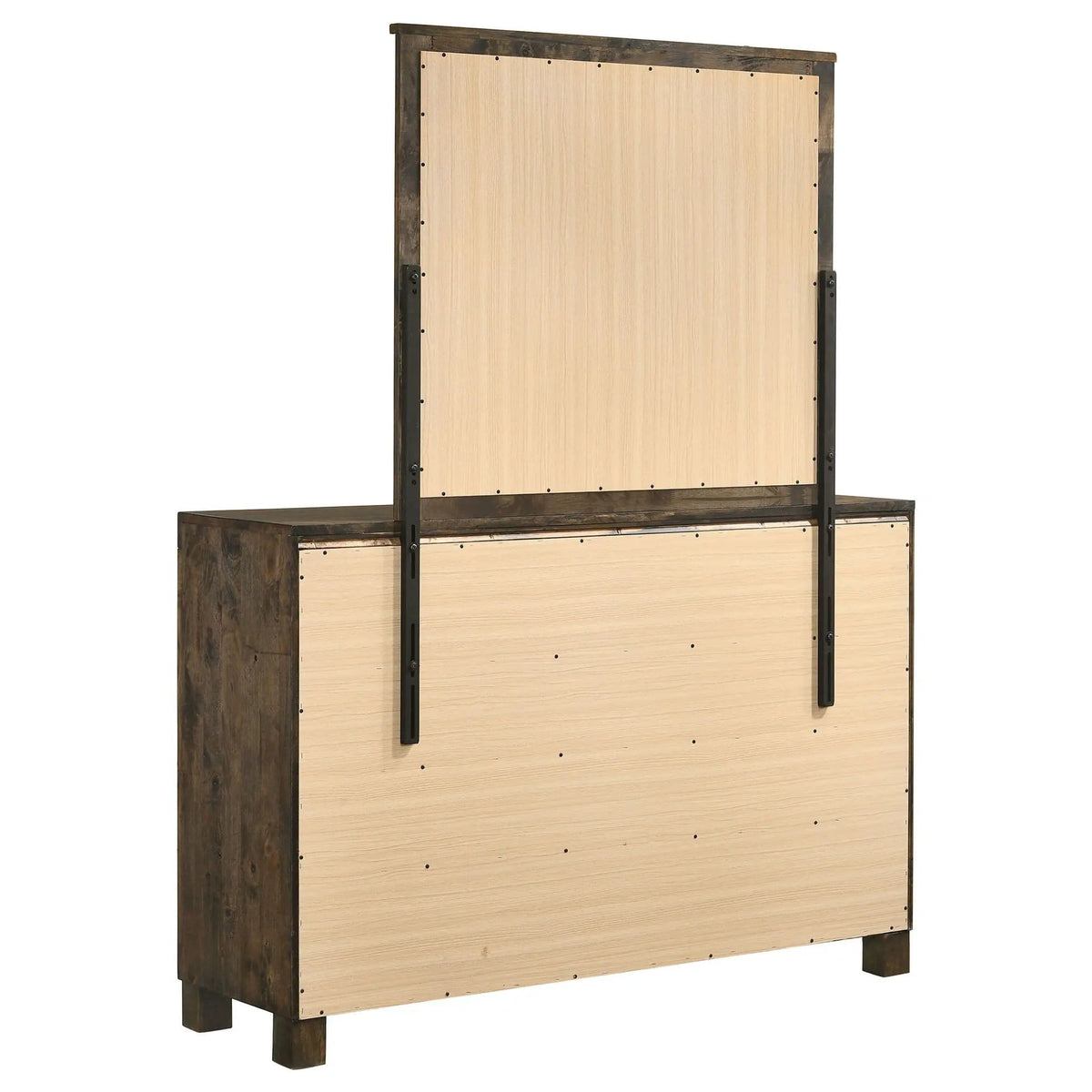 Woodmont 8-drawer Dresser with Mirror Rustic Golden | 57.5 x 16.5 x 75.5 in | Wood | Brown
