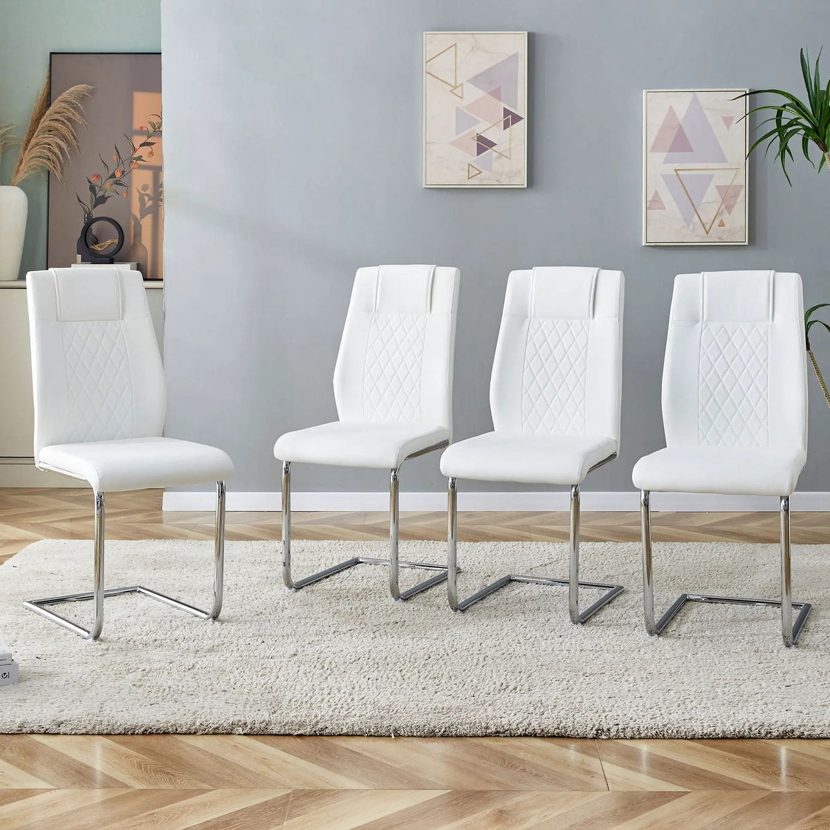 Modern Dining Chairs | Padded Seat | Metal Legs | Anti-Slip Footpads
