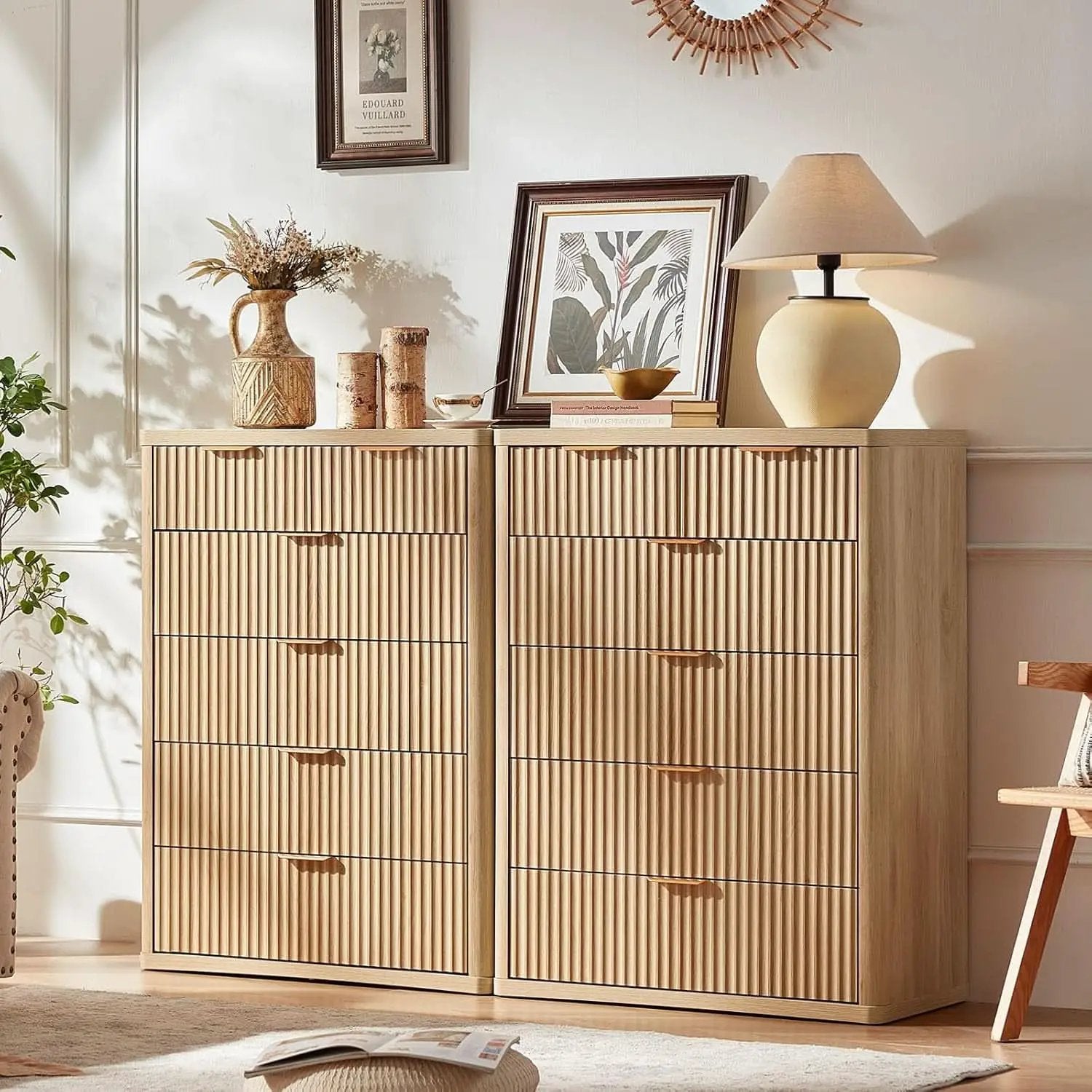 Distressed Fluted Dresser Featuring Six Drawers 42Inch from PriceLows™