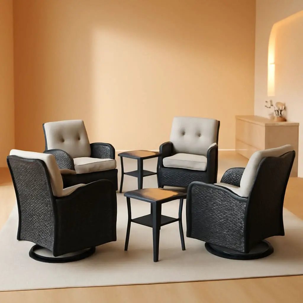 Outdoor Swivel Glider Rocker Chairs Set Of 4 Beige Cushions from PriceLows™