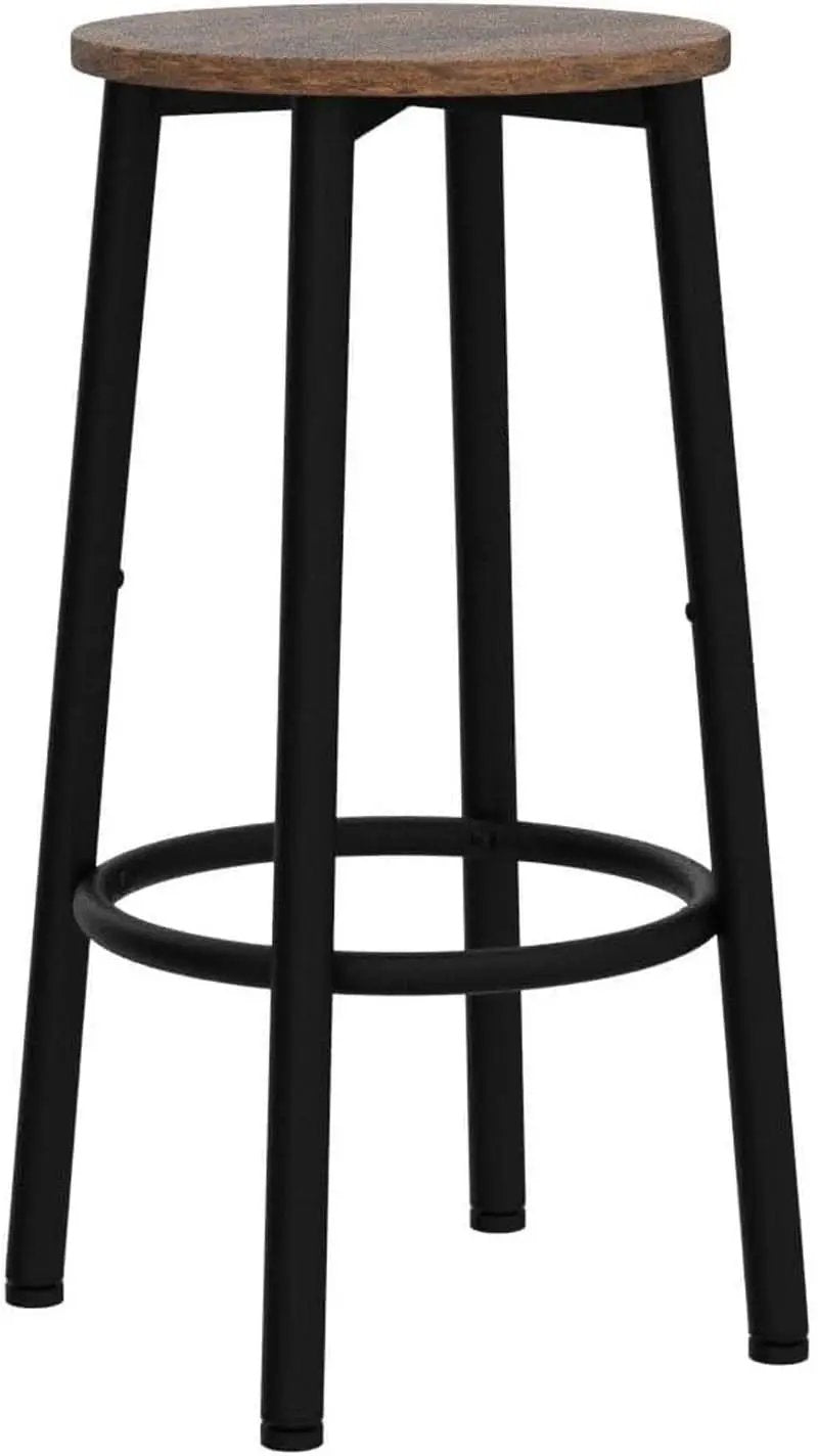 Bar Height Stools Set Of 2 With Footrest Rustic Brown from PriceLows™