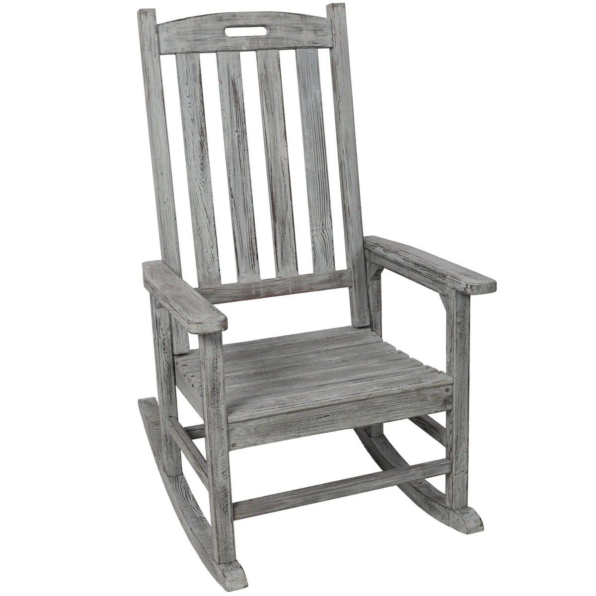 Oversized Porch Rocker Chair | 21 Inch Wide Seat | Tall Backrest | Fir Wood Construction