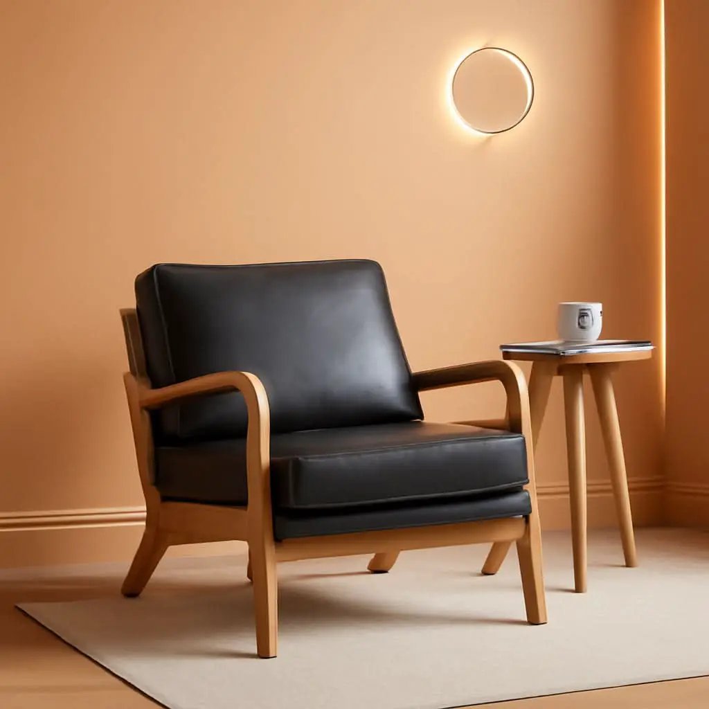 Modern Black Accent Chair With Thick Cushioned Seat from PriceLows™