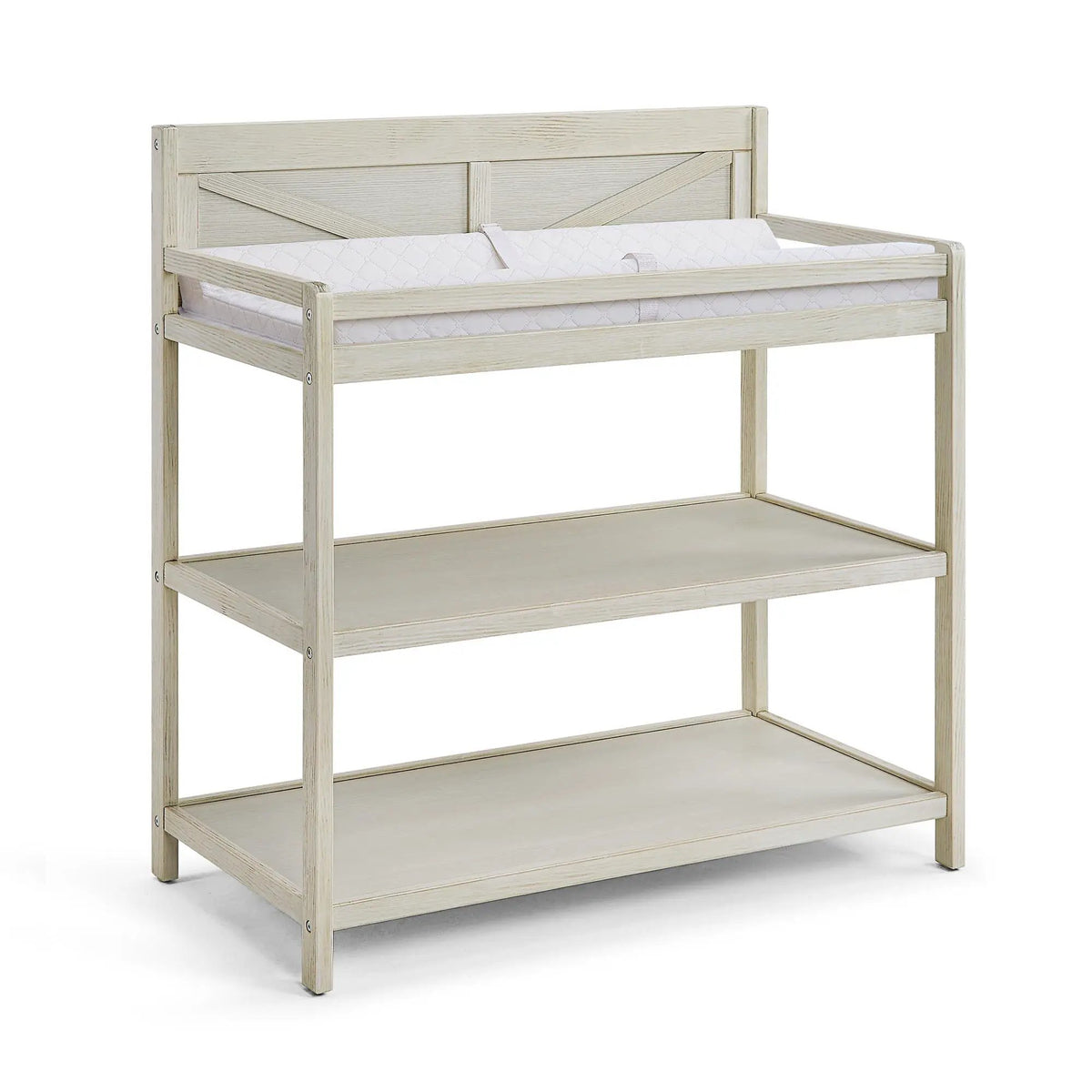 Barnside Changing Table | Vintage Style | 4 Side Rails | Two Storage Shelves