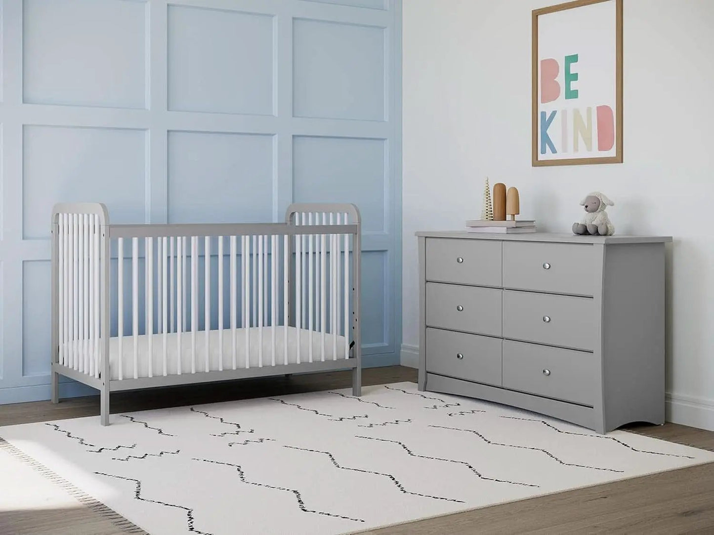 Crescent 6 Drawer Dresser Pebble Gray Nursery Organizer from PriceLows™