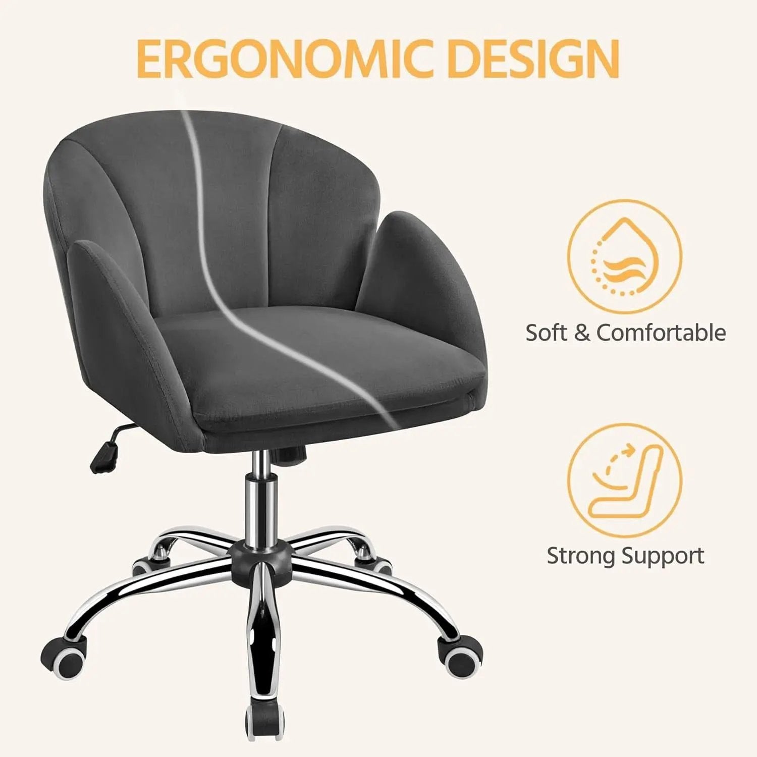 Dark Gray Desk Chair With Armrests For Home Office from PriceLows™