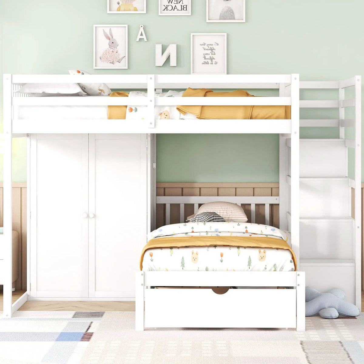 Bunk Bed With Wardrobe, Drawers | 2 Pieces | Bedroom Furniture | Bedroom