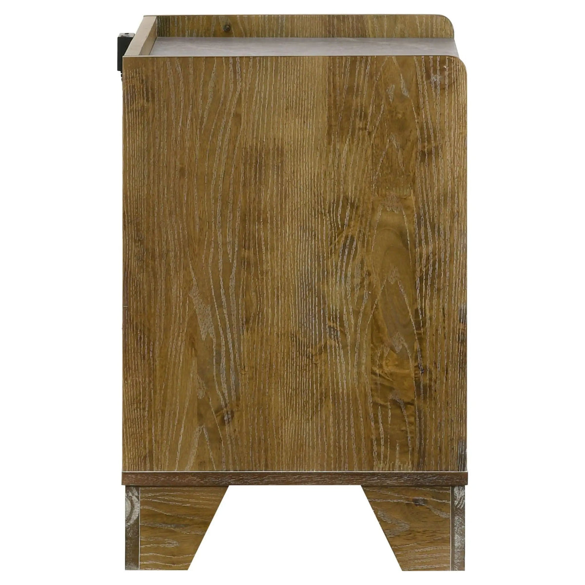 Henderson 1-drawer LED Nightstand Bedside Table Medium | 23.25 x 15.5 x 23.5 in | Rubberwood & Faux Marble | Oak