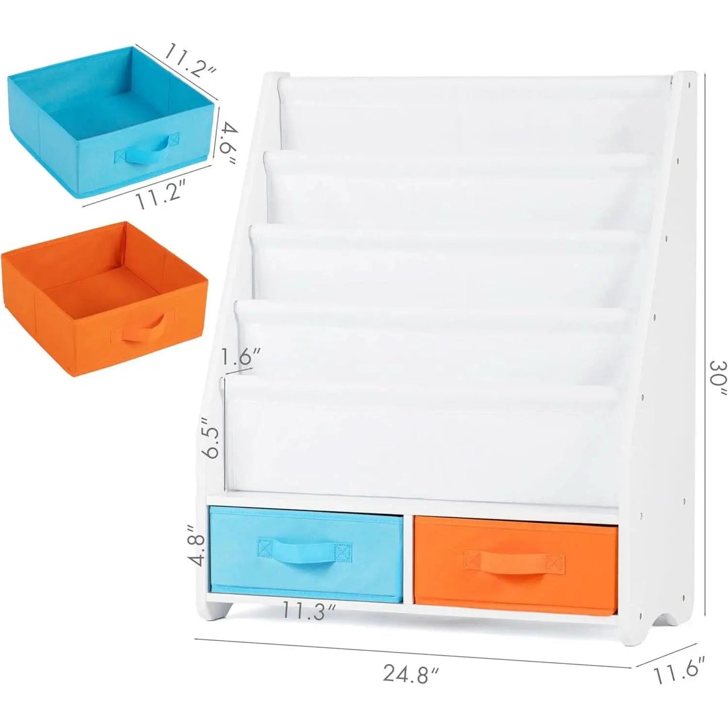 Kids Bookshelf With Storage Bins White Nursery Toddler from PriceLows™