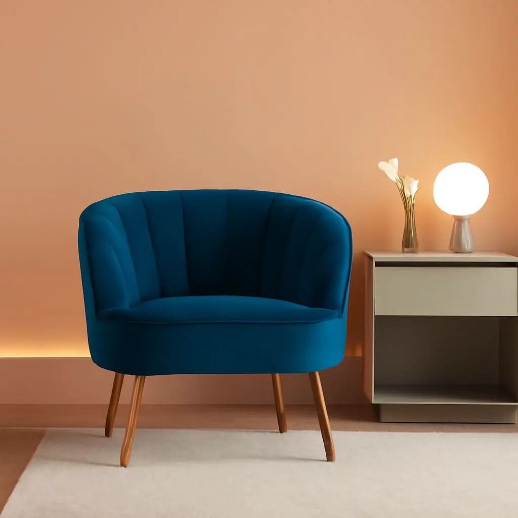 Teal Velvet Accent Chair With Golden Legs Ultra Plush from PriceLows™