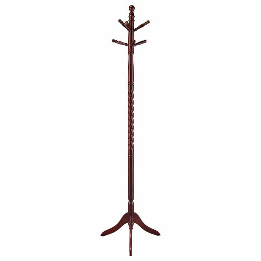Riona 6 Hook Freestanding Wood Coat Rack Hat Hanger Merlot | 19.5 x 19.5 x 71.5 in | Rubberwood | Home