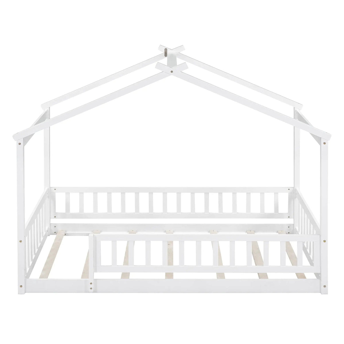 Kids Bed Frame | Playhouse Design | Roof And Fence | Toddler Size