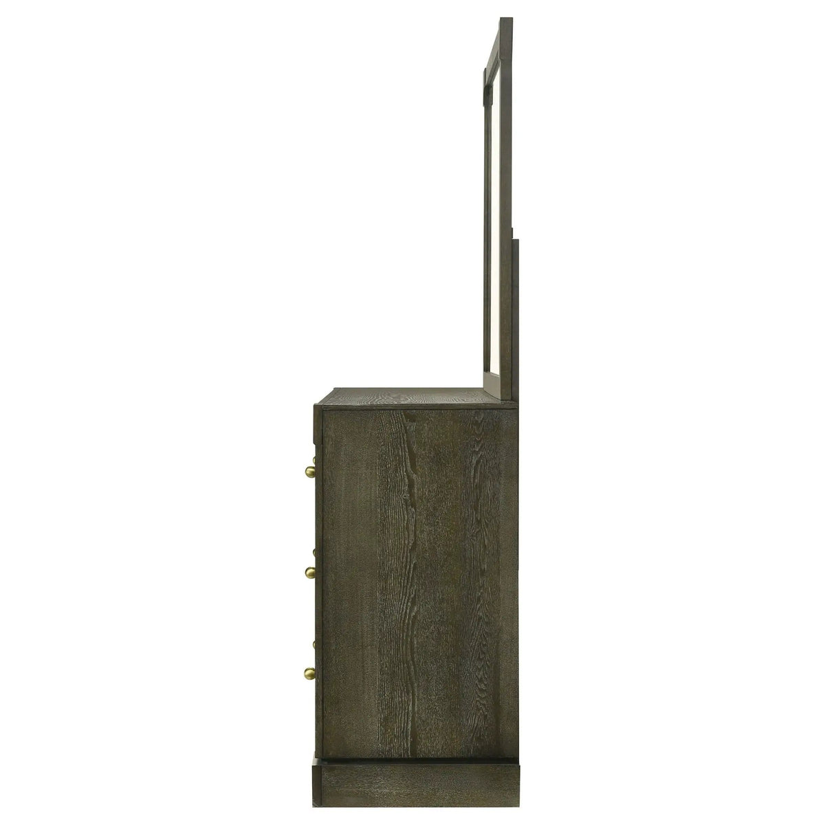Gran Park 6-drawer Dresser and Mirror Dark Cocoa | 61 x 18.25 x 72.75 in | Veneer & Brass | Bedroom