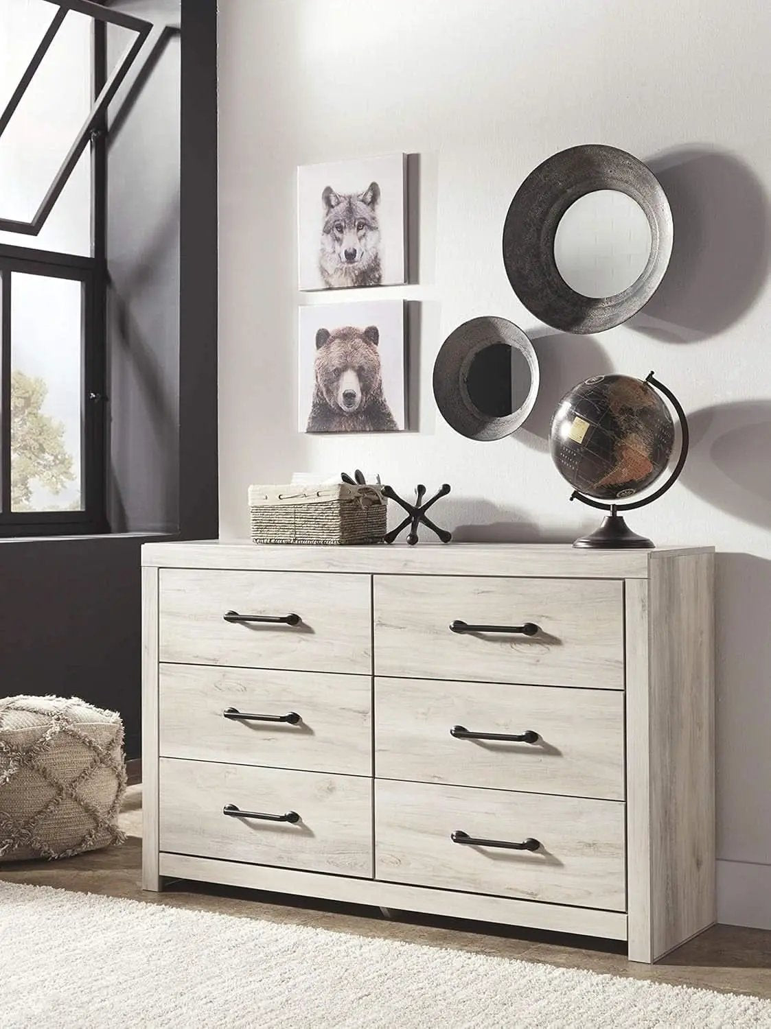 Cambeck Farmhouse Industrial 6 Drawer Dresser Whitewash from PriceLows™