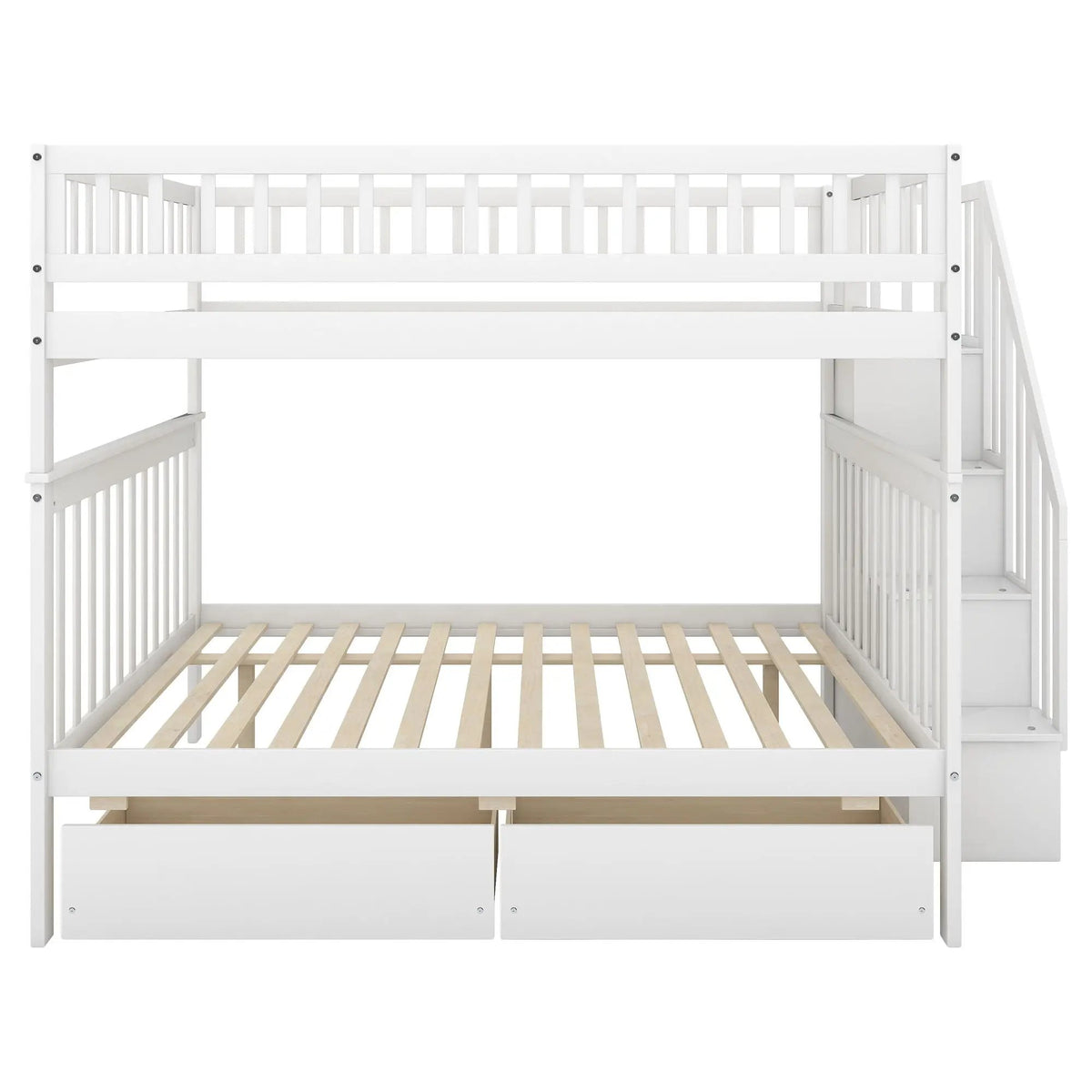 Twin Over Full Bunk Bed | Built In Staircase | Steel Frame