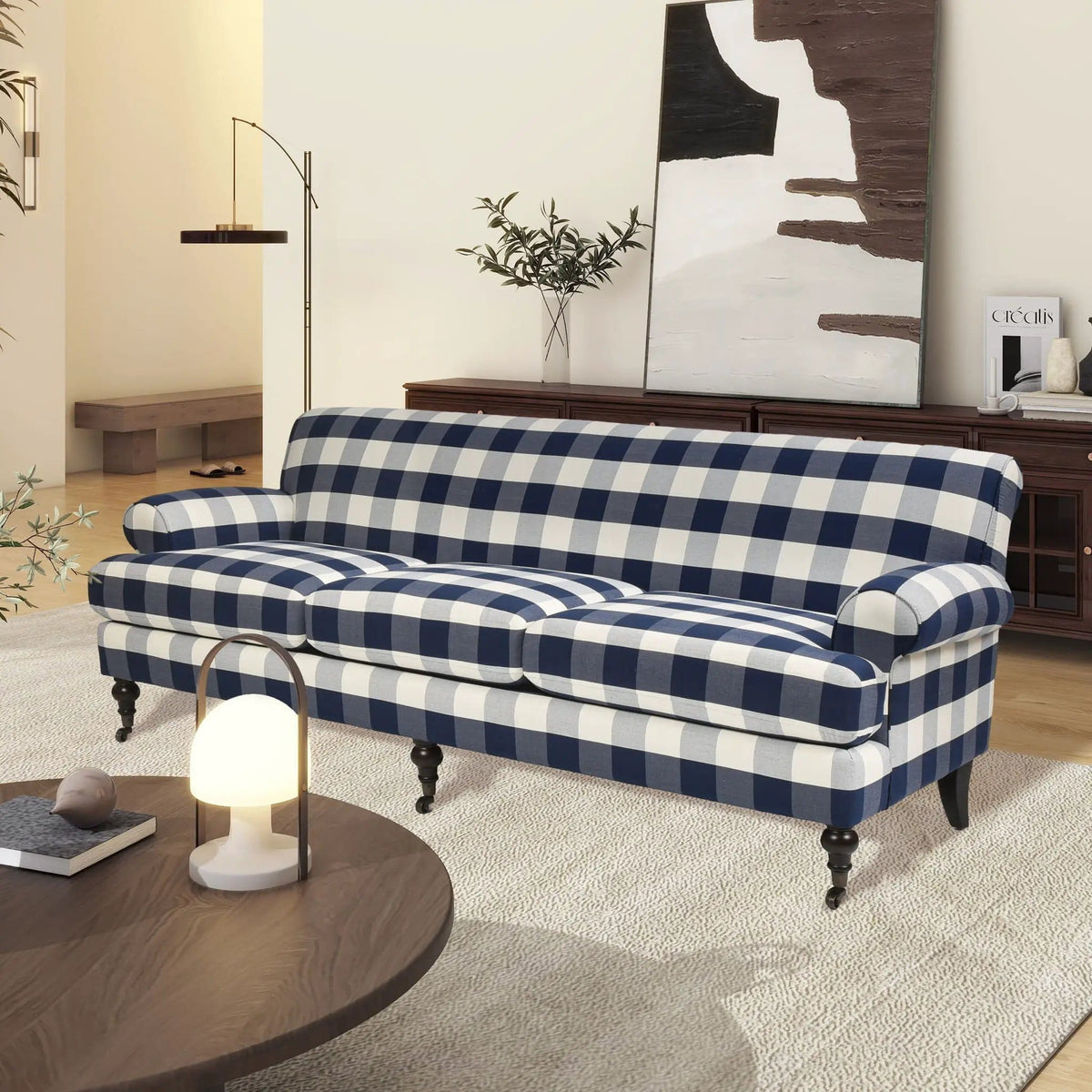 Alana Lawson Modern Three Cushion Tightback Sofa | 3 Pieces | Solid Wood & Plywood | Living Room