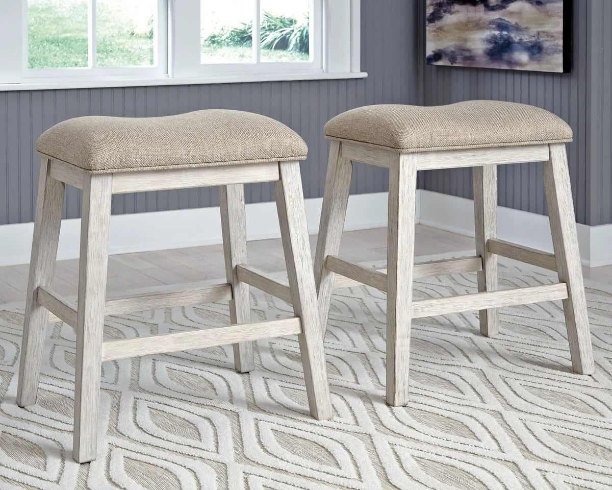 Skempton Upholstered Stool | Set Of 2 | White | 24 Inch Seat Height