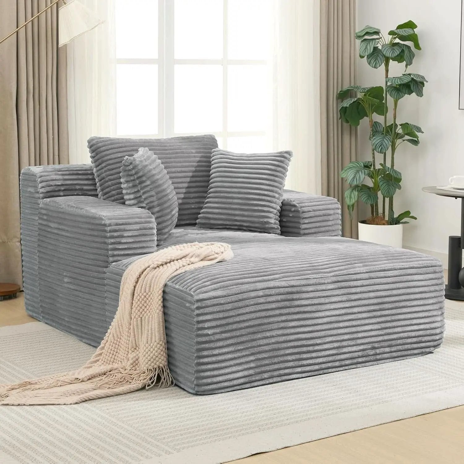 Oversized Chaise Lounge With Deepseat Corduroy Upholstery from PriceLows™