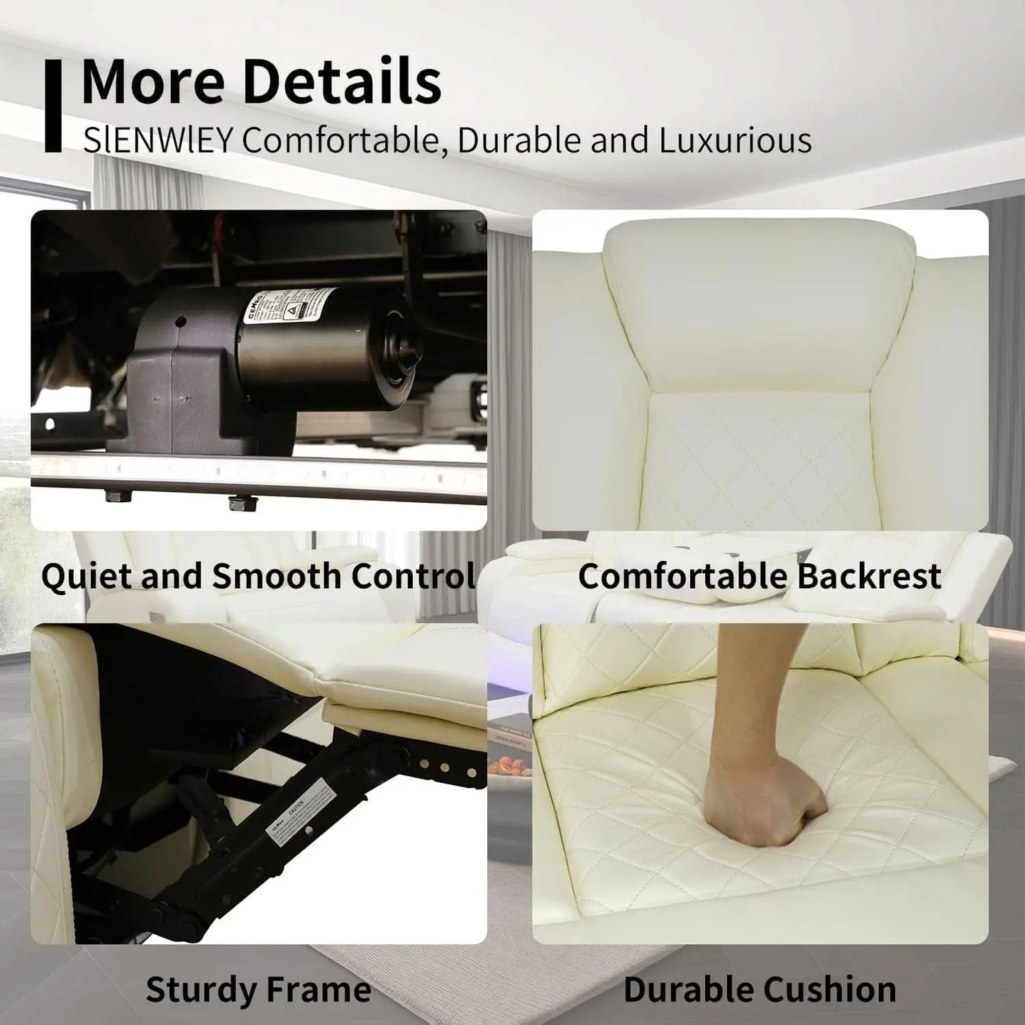 White Leather Power Reclining Sofa Set for Living Room from PriceLows™