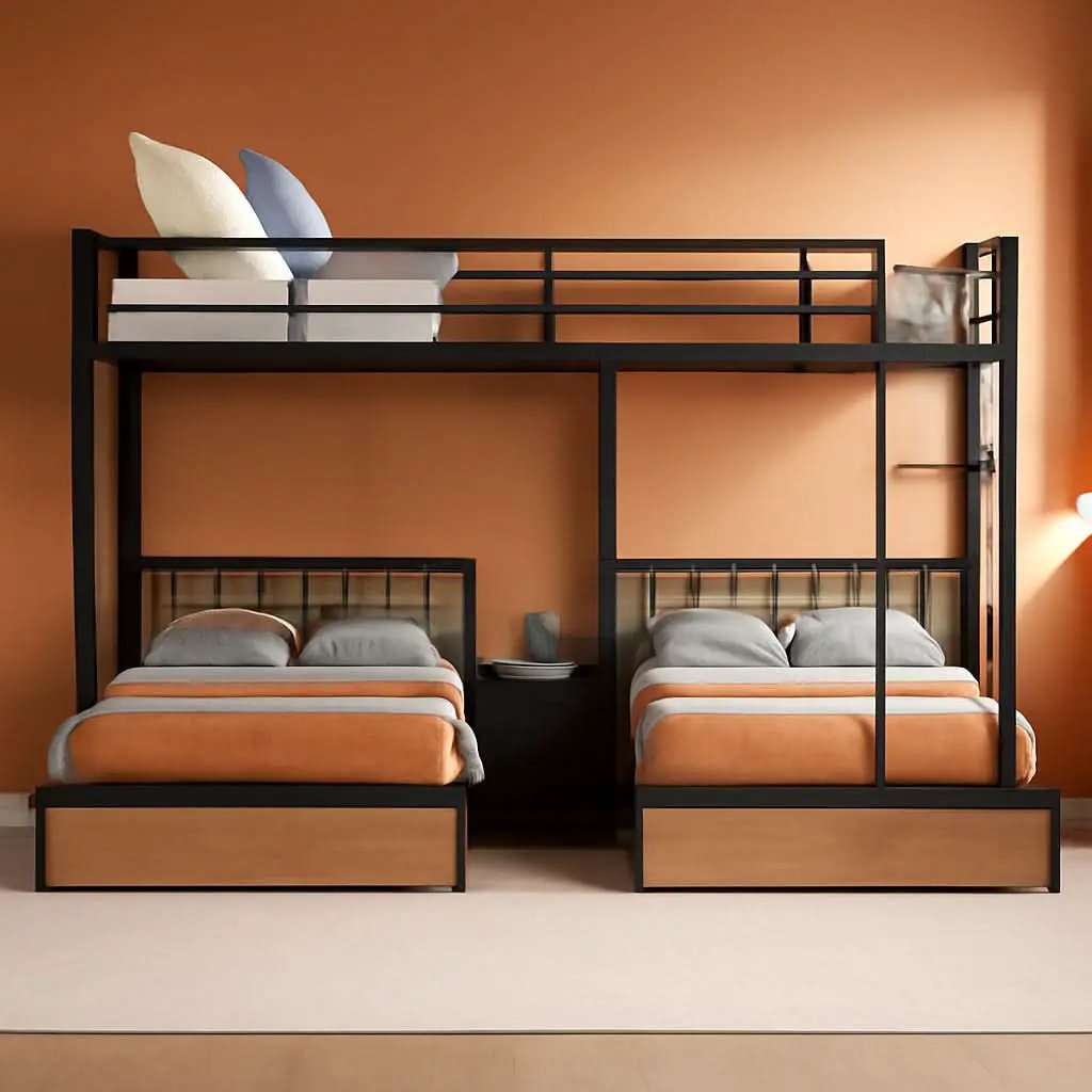 Black Metal Triple Bunk Bed With Drawers Full Over Twin Bunk Beds from PriceLows™