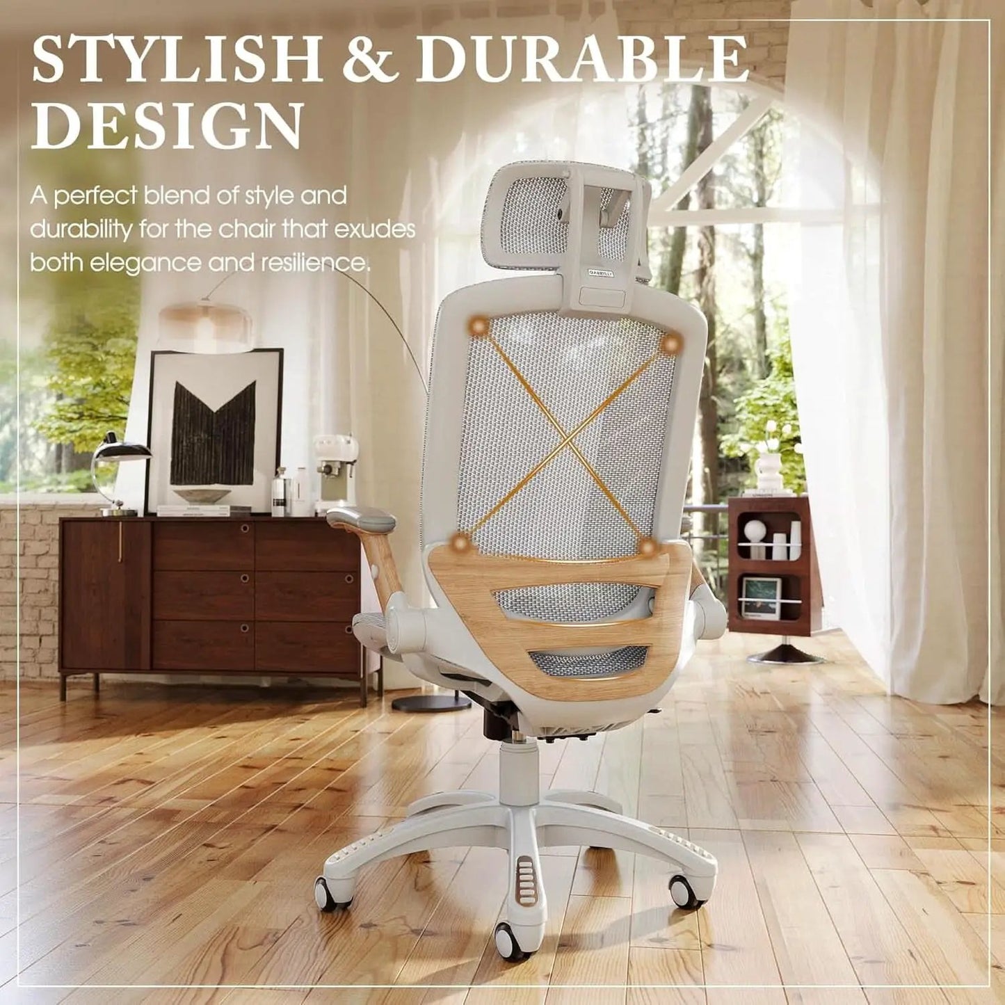 White Mesh Ergonomic Office Chair With Headrest Tilt 400Lbs from PriceLows™