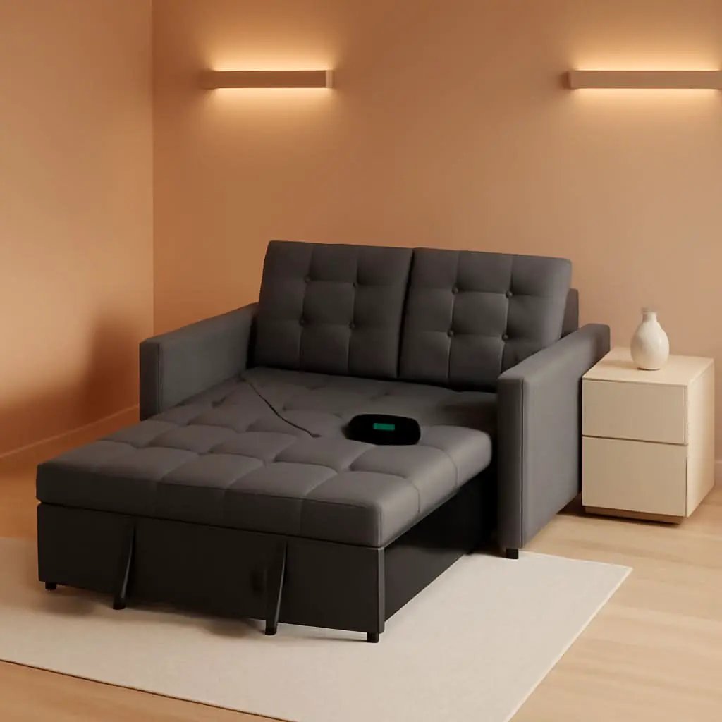 52Inch Sleeper Sofa With Pullout Bed Gray Fabric Upholstery from PriceLows™