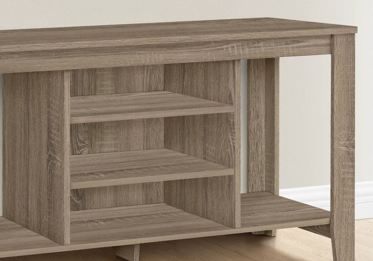 Compact TV Stand | Media Console | Two Adjustable Center Shelves | 47.75 Inch Length