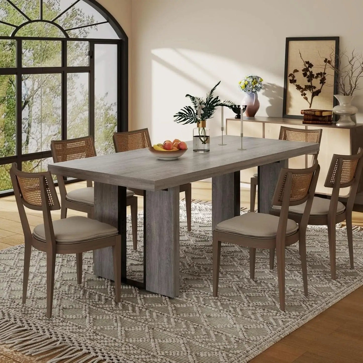 71 Inch Rustic Gray Farmhouse Dining Table For 6 To 8 from PriceLows™