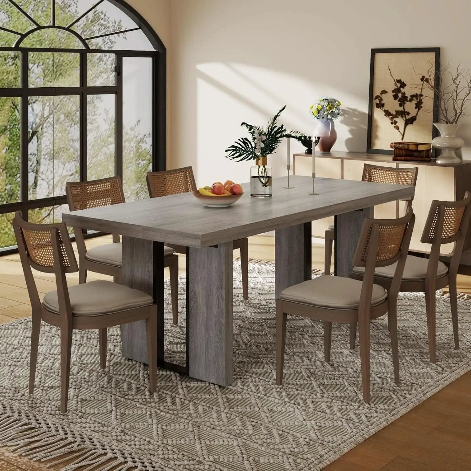 71 Inch Rustic Gray Farmhouse Dining Table For 6 To 8 from PriceLows™