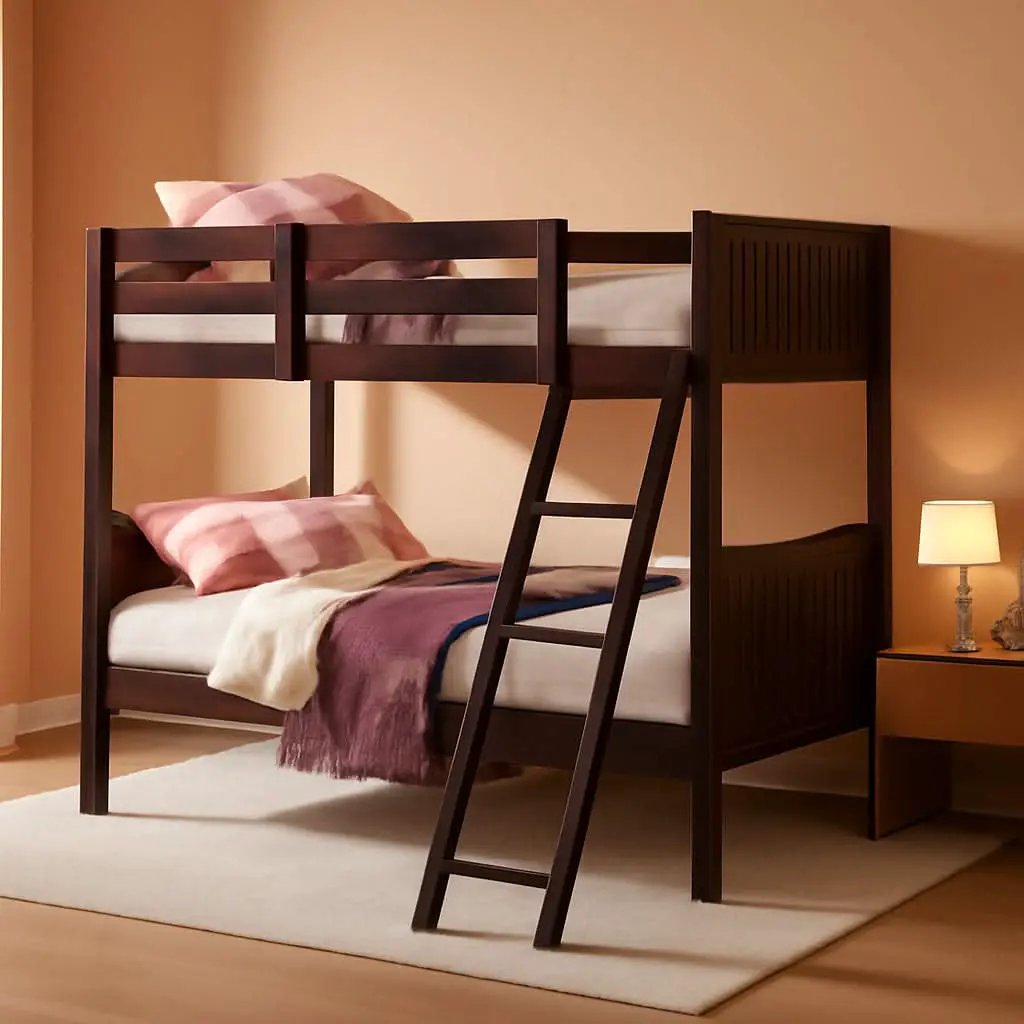 Twin Over Twin Bunk Bed Espresso With Safety Rails from PriceLows™