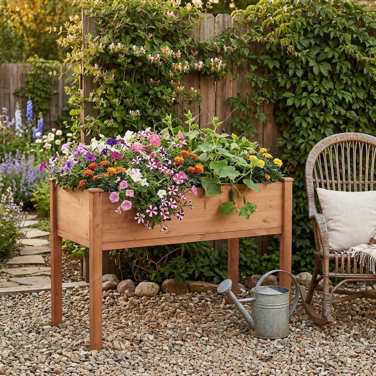 Elevated Raised Garden Bed | Solid Wood | Ergonomic Height