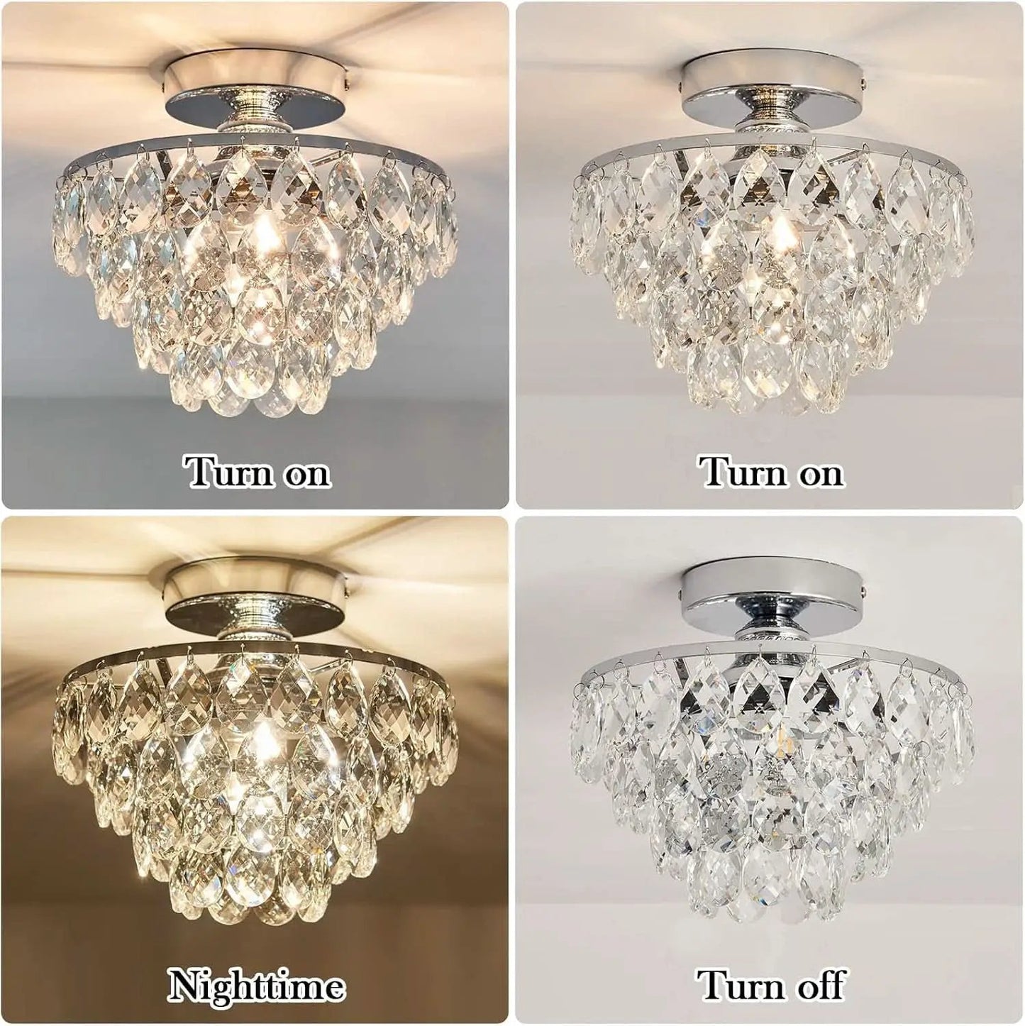 Crystal Chandelier Ceiling Light E26 Chrome Fixture from PriceLows™
