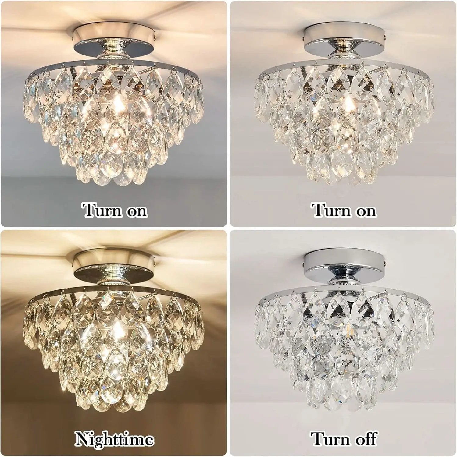 Crystal Chandelier Ceiling Light E26 Chrome Fixture from PriceLows™