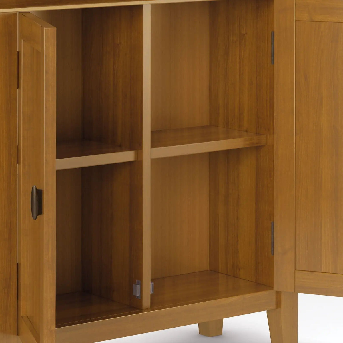 Redmond Low Storage Cabinet | Handcrafted Solid Wood | Tapered Legs | Two Adjustable Shelves
