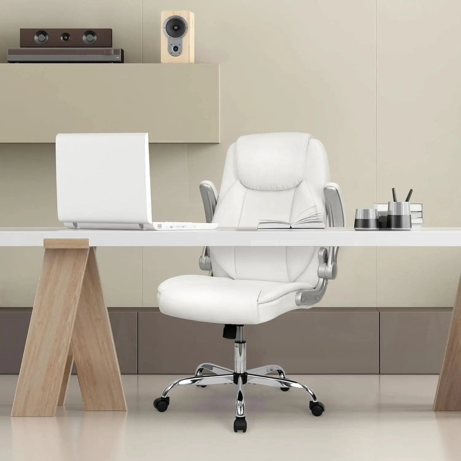 White Ergonomic Office Chair With Lumbar Support Adjustable from PriceLows™