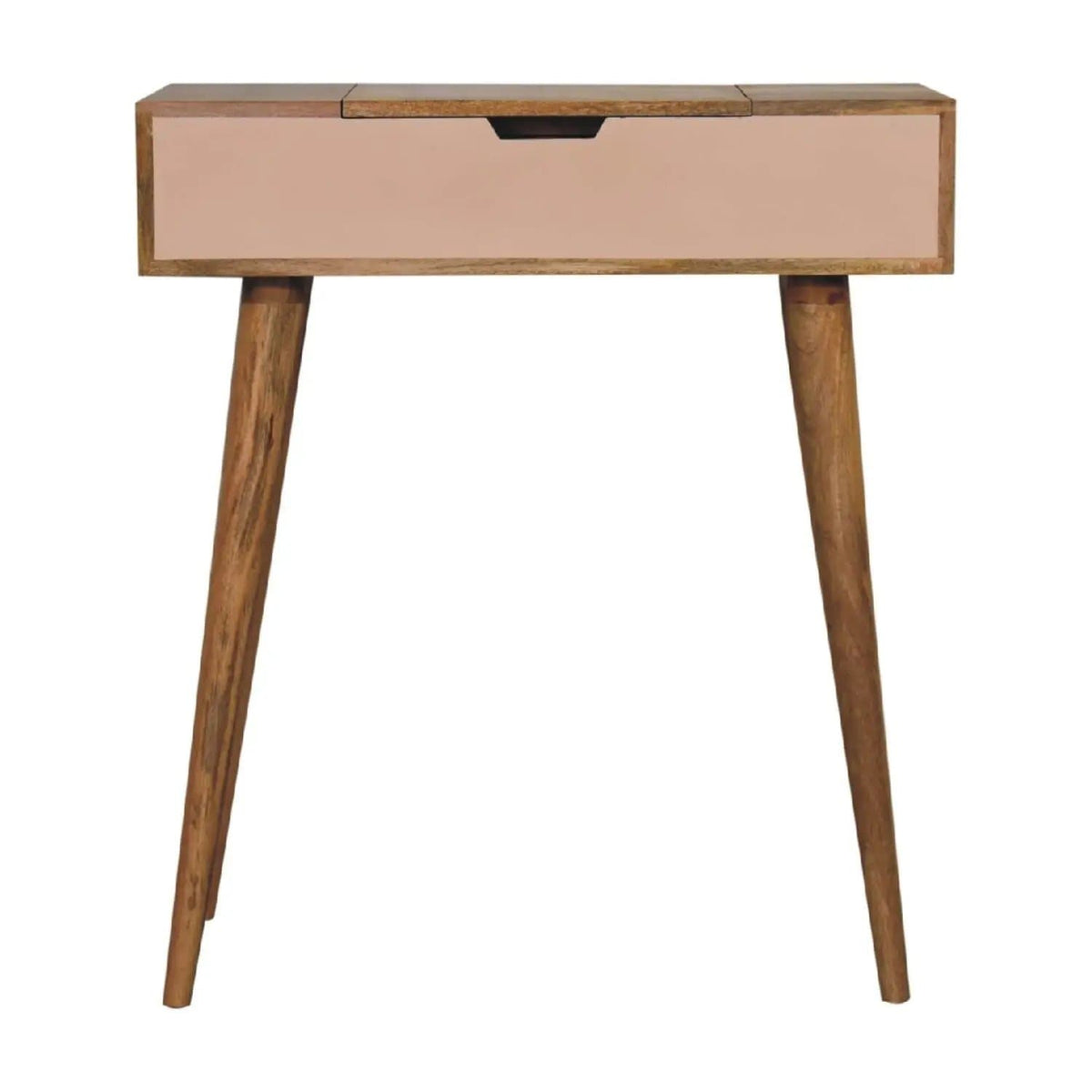 Mini Dressing Table - Vanity & Mirror | 27.56 x 13.78 x 30.71 in | Mango Wood | Pink
