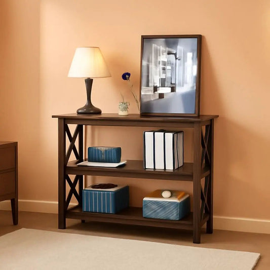 Espresso 3-Tier Console Table With Storage Shelves from PriceLows™