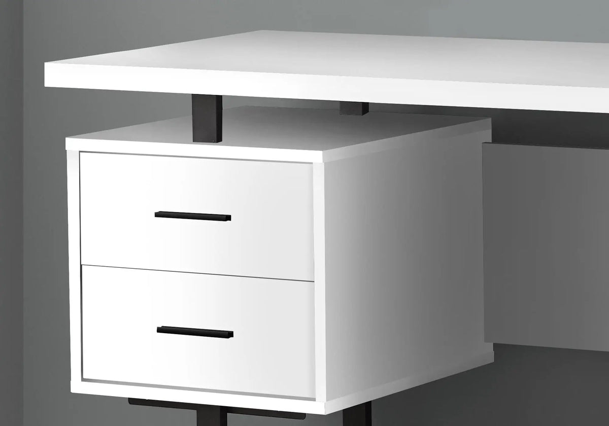 60 Inch Computer Desk | Laminate Finish | Two Top Drawers And File Drawer | Reversible Set-Up