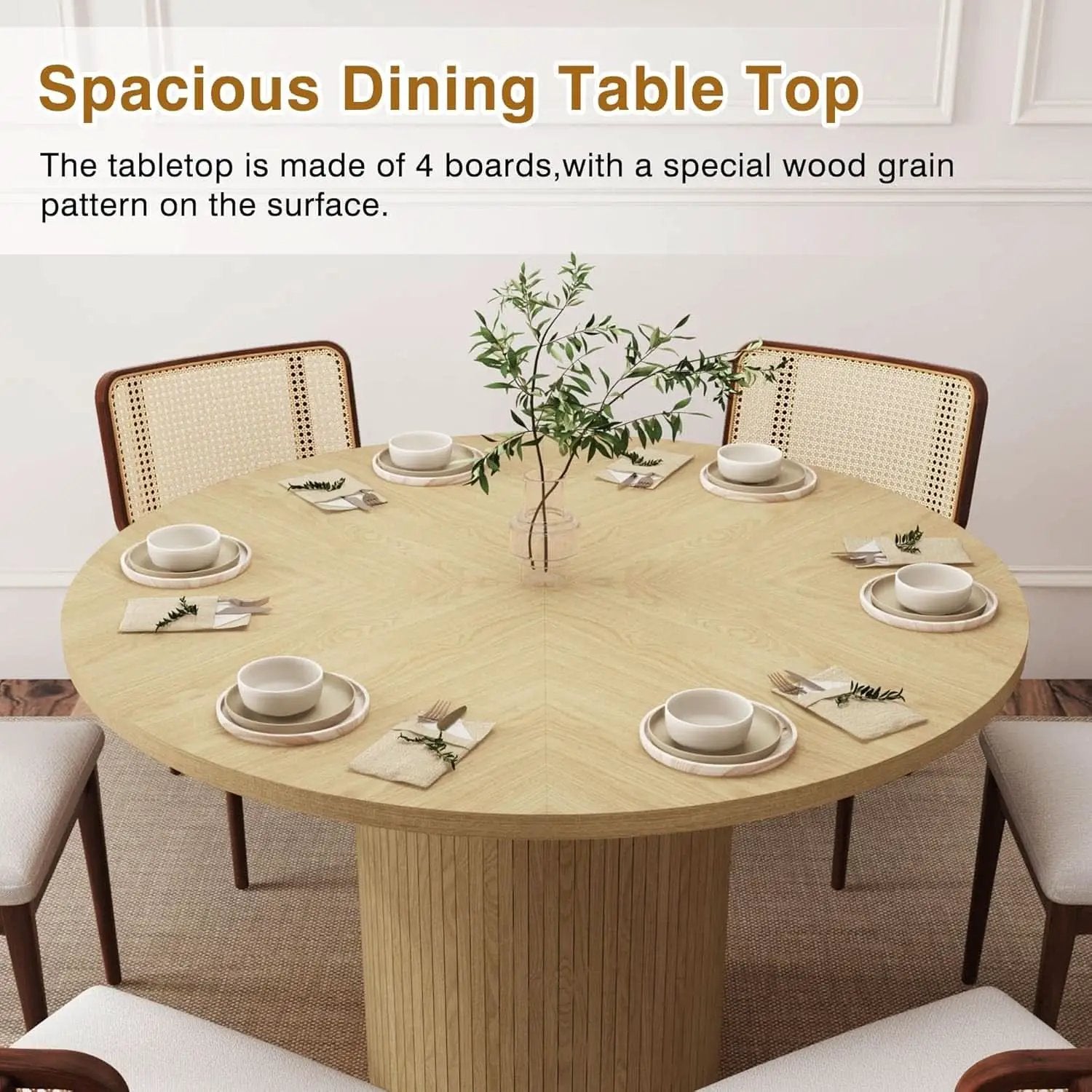 Round Dining Table For 4 47 Inch Modern Farmhouse Natural from PriceLows™