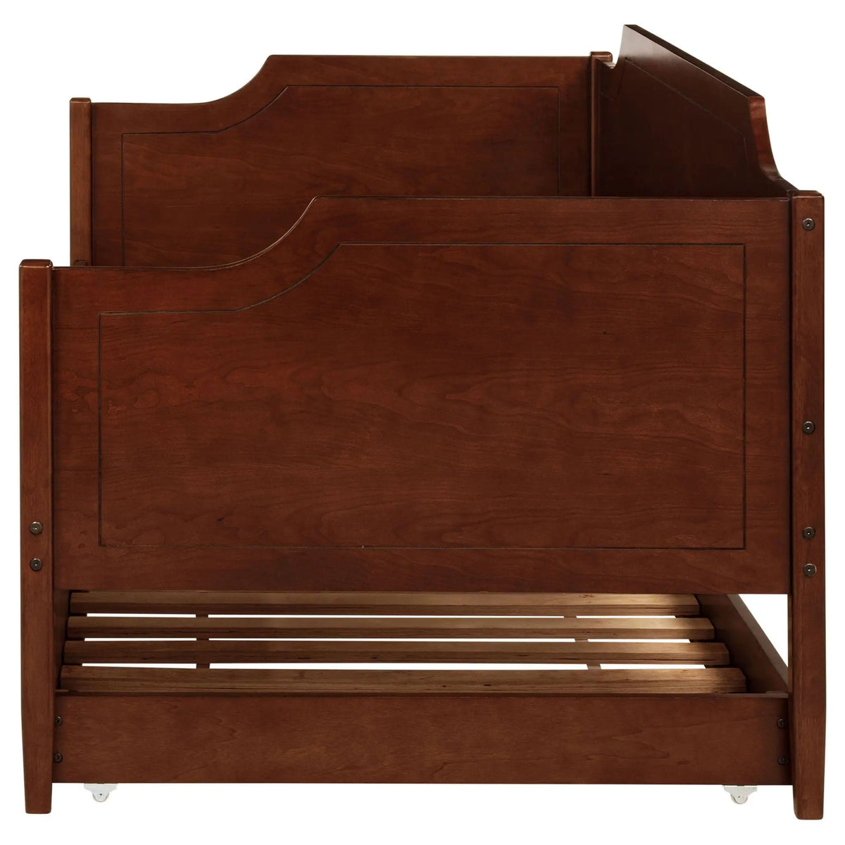 Redding Wood Twin Daybed With Trundle | 81 x 42 x 37 in | Rubberwood & Mdf | Cherry