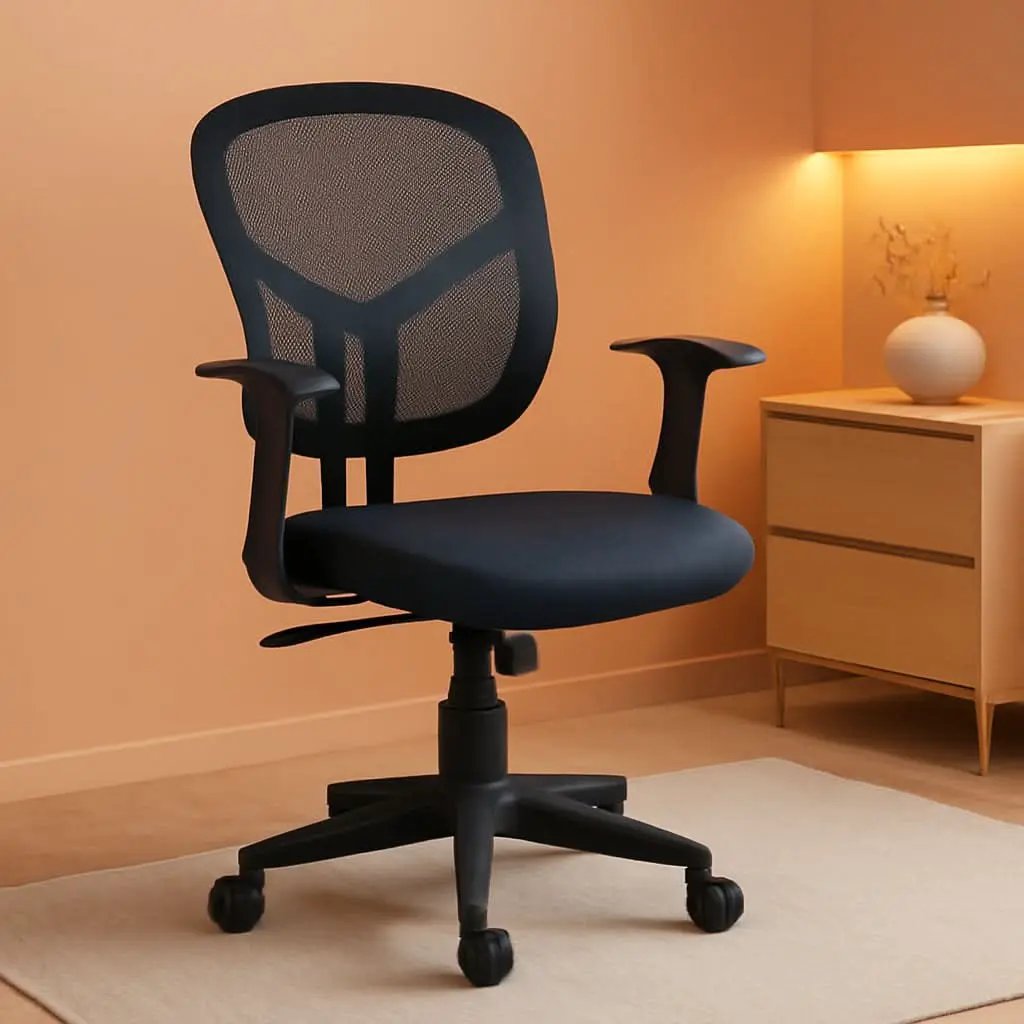 Mesh Mid Back Office Chair With Adjustable Height And 360 Degree Swivel Black from PriceLows™