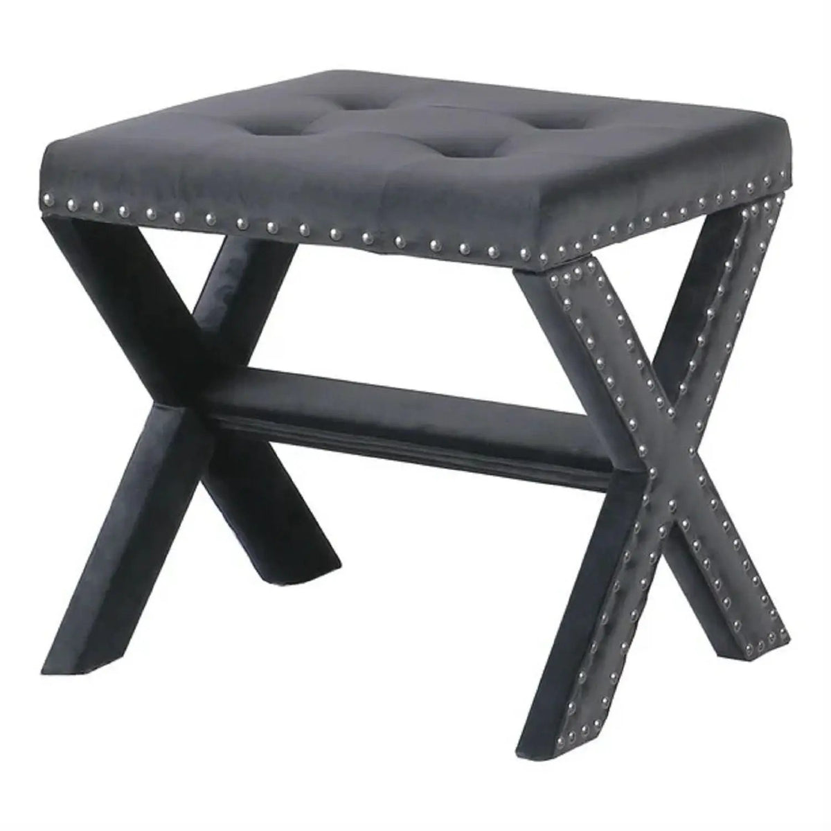 Upholstered Accent Bench | Nailhead Trim | Tufted Seat Cushion